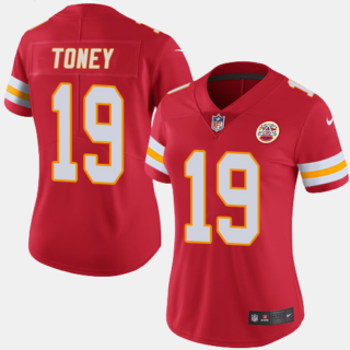 Women's Kansas City Chiefs #19 Kadarius Toney Red Vapor Stitched Jersey(Run Small)