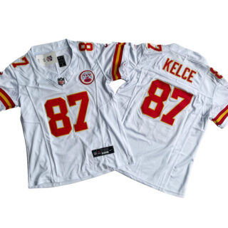 Women's Kansas City Chiefs 87 Travis Kelce White 2023 F.U.S.E. Vapor Untouchable Limited Stitched Jersey(Run Small)