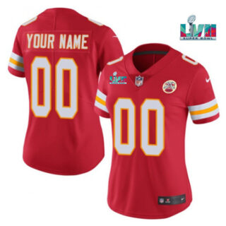 Women's Kansas City Chiefs Active Player Custom Red Super Bowl LVII Patch Vapor Stitched Jersey(Run Small)