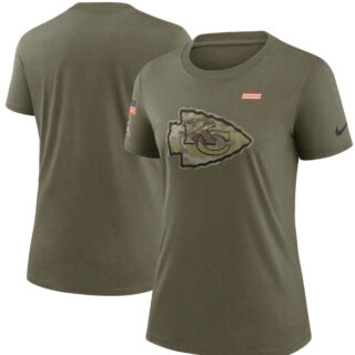Women's Kansas City Chiefs Olive 2021 Salute To Service T-Shirt (Run Small)