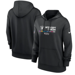 Women's Las Vegas Raiders 2022 Black NFL Crucial Catch Therma Performance Pullover Hoodie(Run Small)