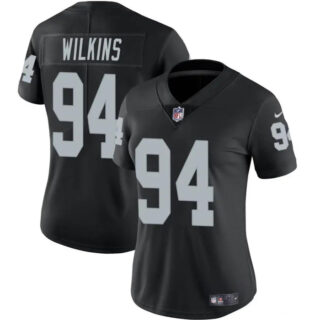 Women's Las Vegas Raiders #94 Christian Wilkins Black Vapor Stitched Jersey(Run Small)