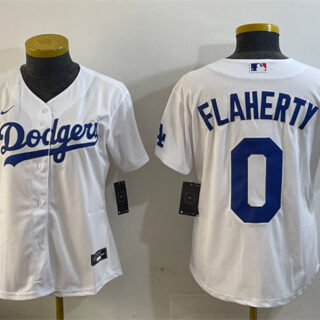 Women's Los Angeles Dodgers #0 Jack Flaherty White Cool Base Stitched Baseball Jersey(Run Small)