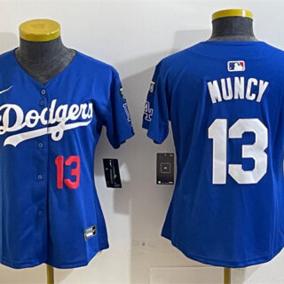 Women's Los Angeles Dodgers #13 Max Muncy Royal 2024 World Series With Fernando Memorial Patch Alternate Limited Stitched Baseball Jersey(Run Small)