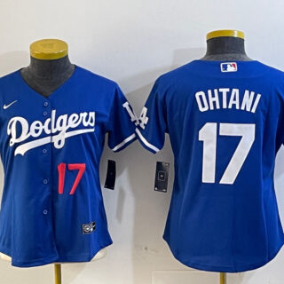 Women's Los Angeles Dodgers #17 Miguel Vargas Blue Cool Base Stitched Baseball Jerseys