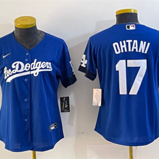 Women's Los Angeles Dodgers #17 Shohei Ohtani Blue City Connect Stitched Jersey(Run Small)