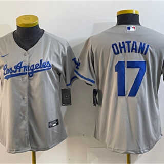 Women's Los Angeles Dodgers #17 Shohei Ohtani Grey Stitched Jersey(Run Small) 3