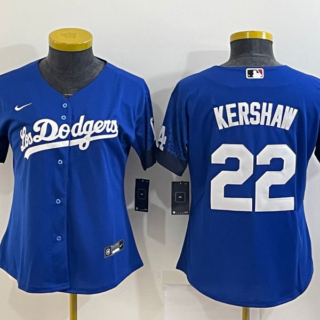 Women's Los Angeles Dodgers #22 Clayton Kershaw Royal City Connect Stitched Baseball Jerseys(Run Small)