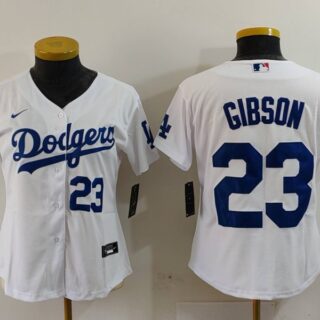 Women's Los Angeles Dodgers #23 Kirk Gibson White Stitched Jersey(Run Small)
