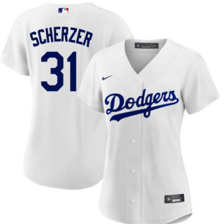 Women's Los Angeles Dodgers #31 Max Scherzer White Home Jersey