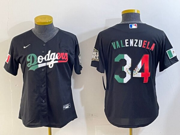 Women's Los Angeles Dodgers #34 Fernando Valenzuela Authentic Collection Stitched MLB Jerseys