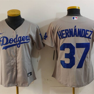 Women's Los Angeles Dodgers #37 Teoscar Hernandez Grey Stitched Jersey(Run Small)