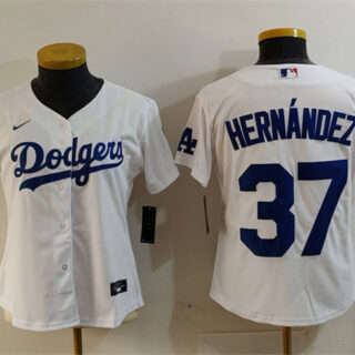Women's Los Angeles Dodgers #37 Teoscar Hernandez White Stitched Jersey(Run Small)