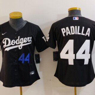 Women's Los Angeles Dodgers #44 Vicente Padilla Black Stitched Jersey(Run Small)