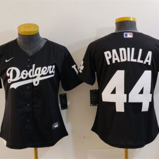 Women's Los Angeles Dodgers #44 Vicente Padilla Black Stitched Jersey(Run Small)