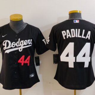Women's Los Angeles Dodgers #44 Vicente Padilla Black Stitched Jersey(Run Small)