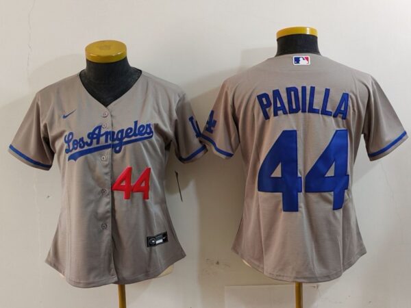 Women's Los Angeles Dodgers #44 Vicente Padilla Grey Stitched Jersey(Run Small)