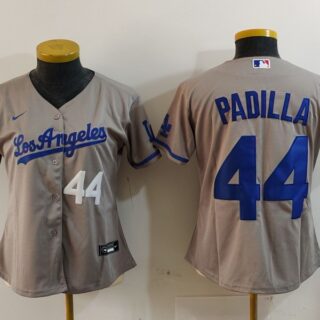 Women's Los Angeles Dodgers #44 Vicente Padilla Grey Stitched Jersey(Run Small)