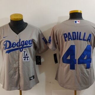 Women's Los Angeles Dodgers #44 Vicente Padilla Grey Stitched Jersey(Run Small)