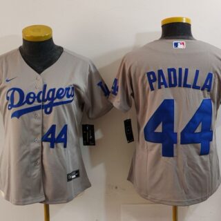 Women's Los Angeles Dodgers #44 Vicente Padilla Grey Stitched Jersey(Run Small)