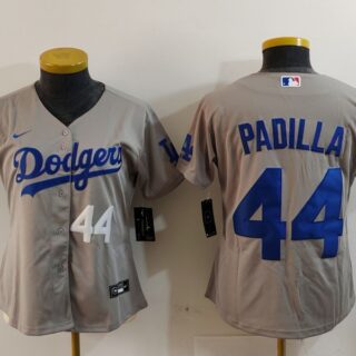 Women's Los Angeles Dodgers #44 Vicente Padilla Grey Stitched Jersey(Run Small)