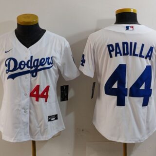 Women's Los Angeles Dodgers #44 Vicente Padilla White Stitched Jersey(Run Small)