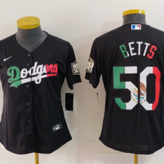 Women's Los Angeles Dodgers #50 Mookie Betts Black Mexico Stitched Jersey(Run Small)