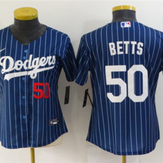 Women's Los Angeles Dodgers #50 Mookie Betts Blue Stitched Baseball Jersey(Run Small)