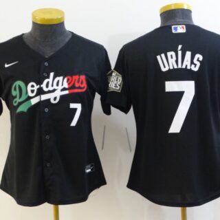 Women's Los Angeles Dodgers #7 Julio Urias Black Cool Base Stitched Jersey(Run Small)