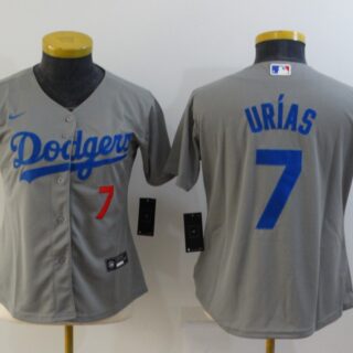 Women's Los Angeles Dodgers #7 Julio Urias Grey Cool Base Stitched Baseball Jersey(Run Small)