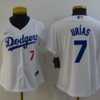 Women's Los Angeles Dodgers #7 Julio Urias White Cool Base Stitched Baseball Jersey(Run Small)