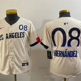 Women's Los Angeles Dodgers #8 Enrique Hernandez Cream 2024 City Connect Limited Stitched Baseball Jersey(Run Small)