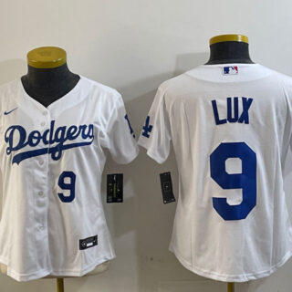 Women's Los Angeles Dodgers #9 lux White Cool Base Stitched Baseball Jerseys