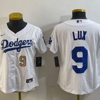 Women's Los Angeles Dodgers #9 lux White Cool Base Stitched Baseball Jersey