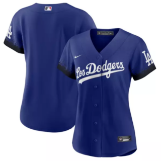 Women's Los Angeles Dodgers Blank 2021 Royal City Connect Cool Base Stitched Baseball Jersey(Run Small)