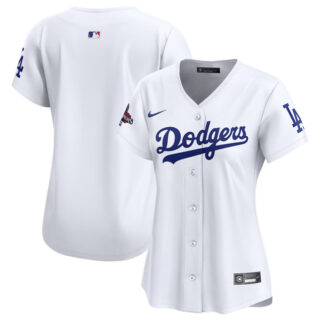 Women's Los Angeles Dodgers Blank White 2024 World Series Champions Home Limited Stitched Baseball Jersey(Run Small)
