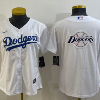 Women's Los Angeles Dodgers White Team Big Logo Stitched Jersey(Run Small)