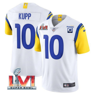 Women's Los Angeles Rams #10 Cooper Kupp White 2022 With C Patch Super Bowl LVI Vapor Limited Stitched Jersey