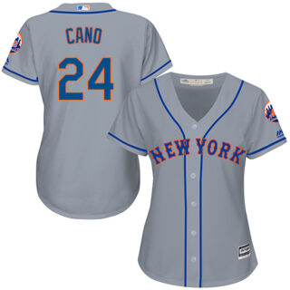 Women's Mets #24 Robinson Cano Grey Road Women's Stitched Baseball Jersey