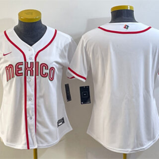 Women's Mexico Baseball 2023 Blank White World Baseball Classic Stitched Jersey(Run Small)