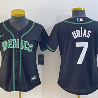 Women's Mexico Baseball #7 Julio Urías 2023 Black World Baseball Classic Stitched Jersey(Run Small)