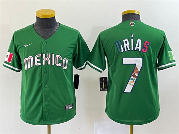 Women's Mexico Baseball #7 Julio Urías 2023 Green World Baseball Classic Stitched Jersey(Run Small)