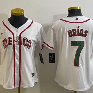 Women's Mexico Baseball #7 Julio Urías 2023 White World Baseball Classic Stitched Jersey(Run Small)