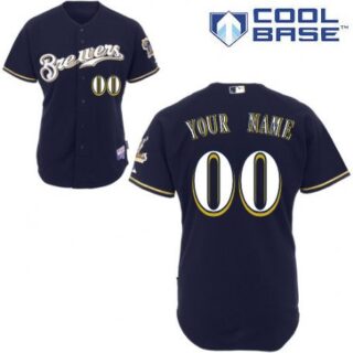 Women's Milwaukee Brewers Customized Navy Blue Jersey