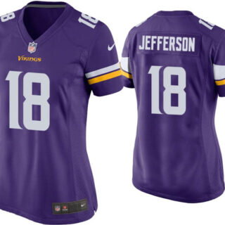 Women's Minnesota Vikings #18 Justin Jefferson Purple Stitched Game Jersey(Run Small)