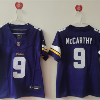 Women's Minnesota Vikings #9 J.J. McCarthy Purple F.U.S.E Vapor Untouchable Limited Stitched Jersey(Run Small)