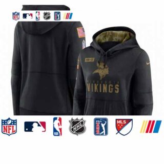 Women's Minnesota Vikings Nike 2020 Salute to Service Performance Pullover Hoodie Black