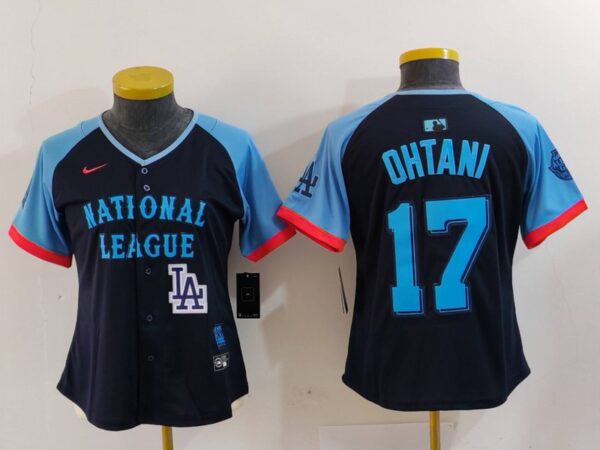 Women's National League #17 Shohei Ohtani Navy 2024 All-Star Limited Stitched Baseball Jersey(Run Small)