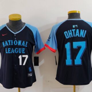 Women's National League #17 Shohei Ohtani Navy 2024 All-Star Limited Stitched Baseball Jersey(Run Small)