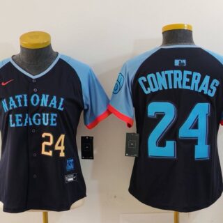 Women's National League #24 William Contreras Navy 2024 All-Star Limited Stitched Baseball Jersey(Run Small)